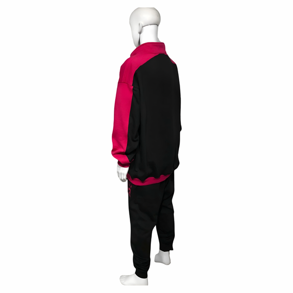 •23• (BLACK-HOT PINK) (REMIX) JOGGER TRACK SUITS (CUT & SEW) (UNISEX)