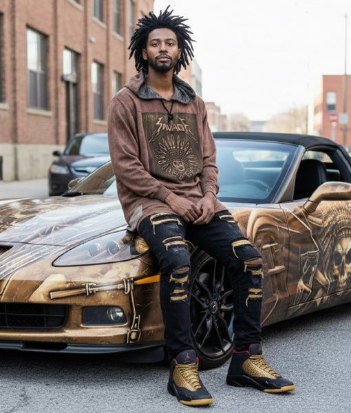 *CAMP CLOTHING CO.* •SAVAGE• 3D PRINT ACID WASH PULLOVER HOODIES