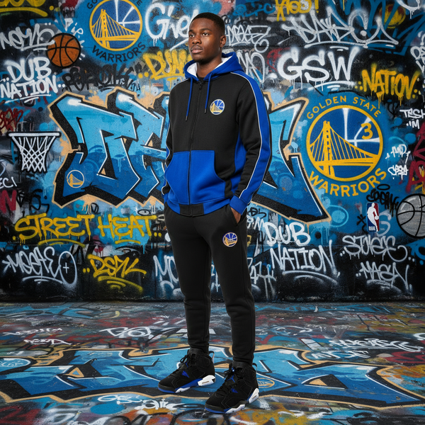 •GOLDEN STATE WARRIORS• (ZIPWAY) MEN'S GAME DAY ~BREAKAWAY~ ZIP UP HOODED SWEATSUITS
