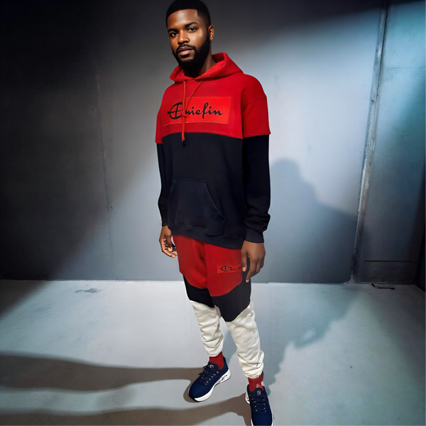 ^CHAMPION CHIEFIN’^ (RED-NAVY-WHITE) FULL HOODED SWEATSUITS (UNISEX)