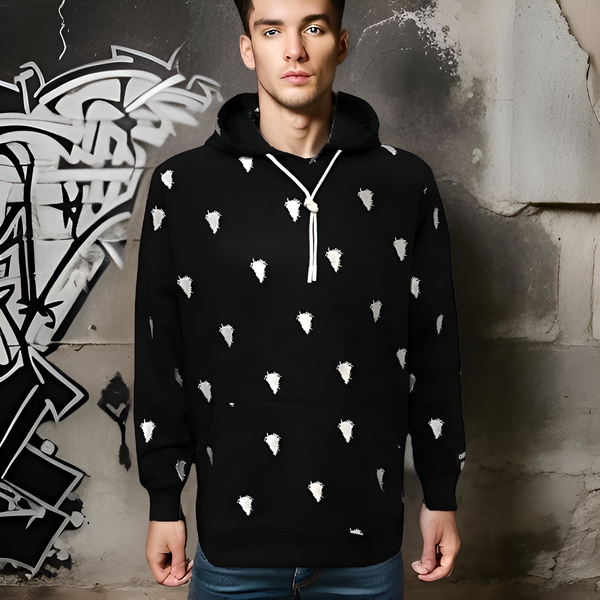 ^CROOKS & CASTLES^ (BLACK) *SILHOUETTE* EMBROIDERED PULLOVER HOODIES FOR MEN