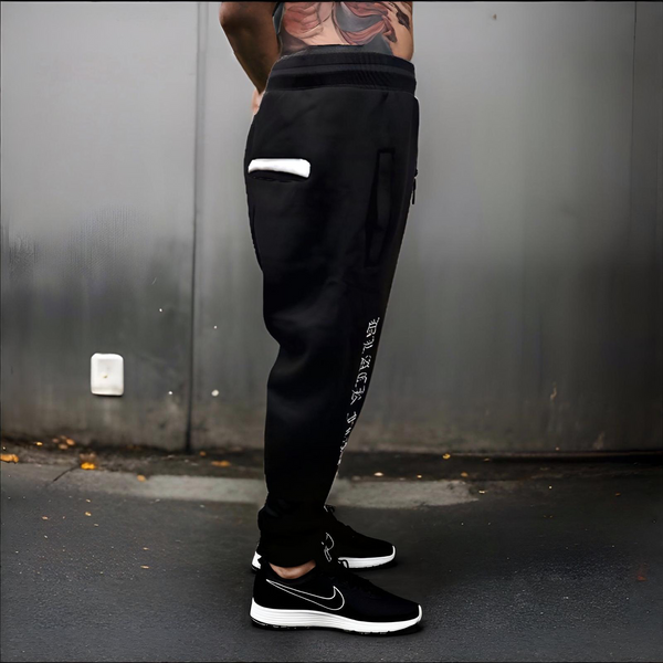 ^BLACK FLAG^ (BLACK) ~CREW POSSE~ EMBROIDERED JOGGER SWEATPANTS (CUT & SEW)