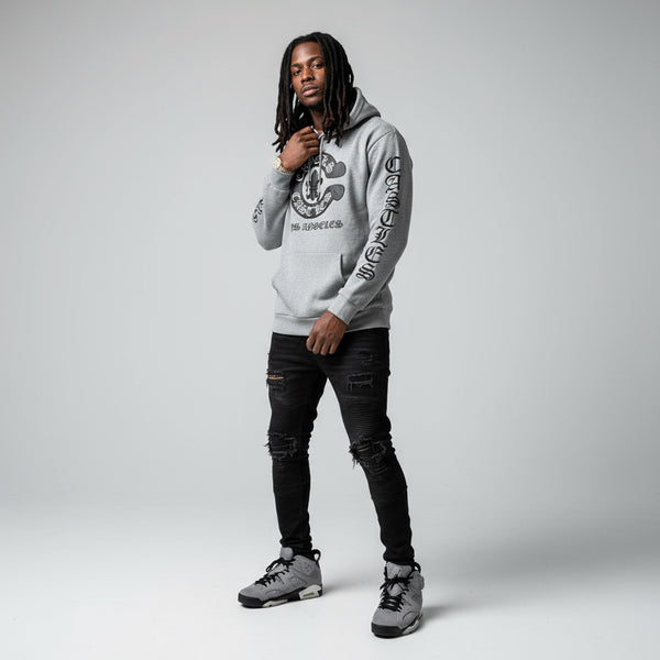 *CROOKS & CASTLES* (GREY) ~PU GOTHIC~ LUXURY PULLOVER HOODIES