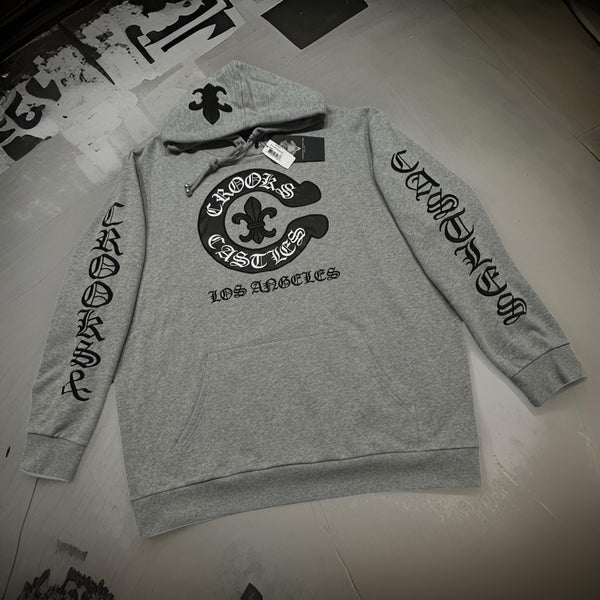 *CROOKS & CASTLES* (GREY) ~PU GOTHIC~ LUXURY PULLOVER HOODIES