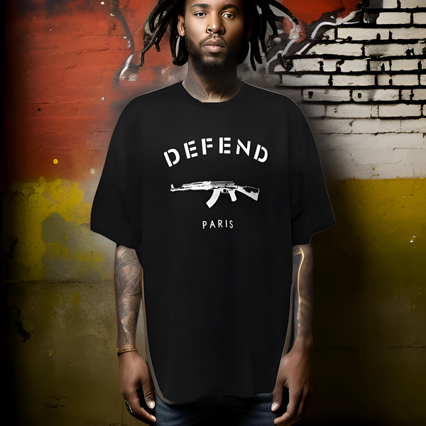 ^DEFEND PARIS^ (BLACK) ~AK47~ SHORT SLEEVE T-SHIRT
