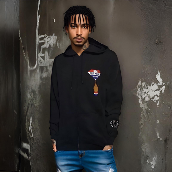 ^DIAMOND SUPPLY CO.^ (BLACK) *USA DIAMOND LIFERS* ZIP UP HOODY
