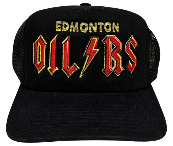 *Edmonton Oilers* ~AC/DC~ snapback/trucker hat by Mitchell & Ness (Rare Retailer Promo Sample)