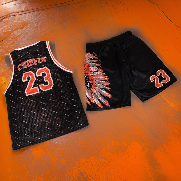 *CHIEFIN’* (BLACK / ORANGE CLASSIC) MATCHING SUMMER OUTFITS (BASKETBALL)