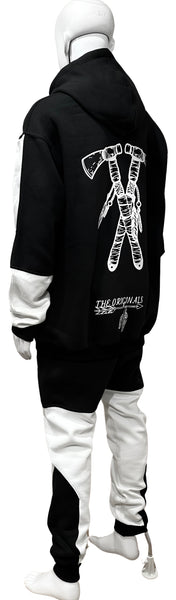 ^CHIEFIN’^ (BLACK-WHITE) HOODED JOGGER SWEATSUITS (CUT & SEW)