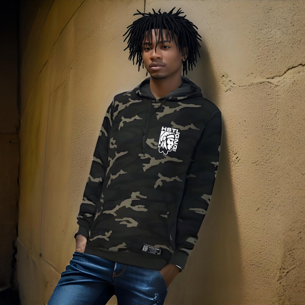 ^HUSTLE GANG^ (GREEN-CAMOUFLAGE) ~HSTL~ PULLOVER HOODIES