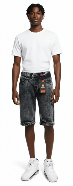 ^SOUTHPOLE^ (ACID BLUE) RIPPED DENIM SHORTS (WAIST 30'')