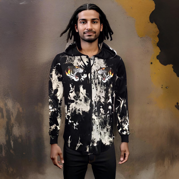 ^CAMP CLOTHING CO.^ *FLYING TIGERS* TIE DYE LIGHT WEIGHT ZIP UP HOODIES