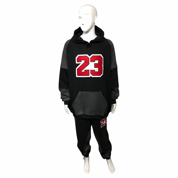 •23• (BLACK-DARK GREY) LUXURY JOGGER SWEATSUITS (CUT & SEW)