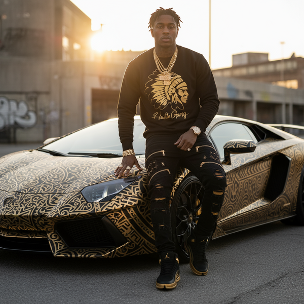 *HUSTLE GANG* (BLACK) ~SIMPLE CHIEF~ CREWNECK SWEATSHIRTS