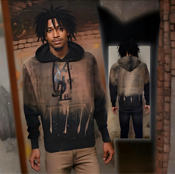 ^BLACK KEYS^ ~YOU SUCK AT LIFE~ DIP DYE PULLOVER HOODY