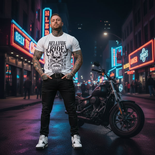 *HEADRUSH* (White) ~Helluva Ride~ Short Sleeve T-Shirts