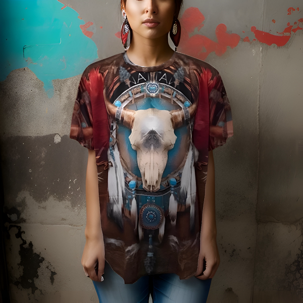^NATIVE AMERICAN^ (LIGHTWEIGHT) ALL OVER PRINT SUMMER TEES