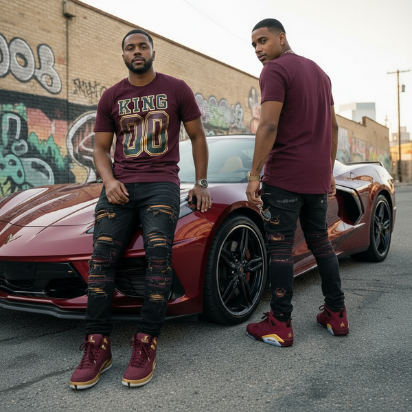 *SWITCH* ~KING 00~ (GOLD FOIL-BURGUNDY) SHORT SLEEVE T-SHIRT