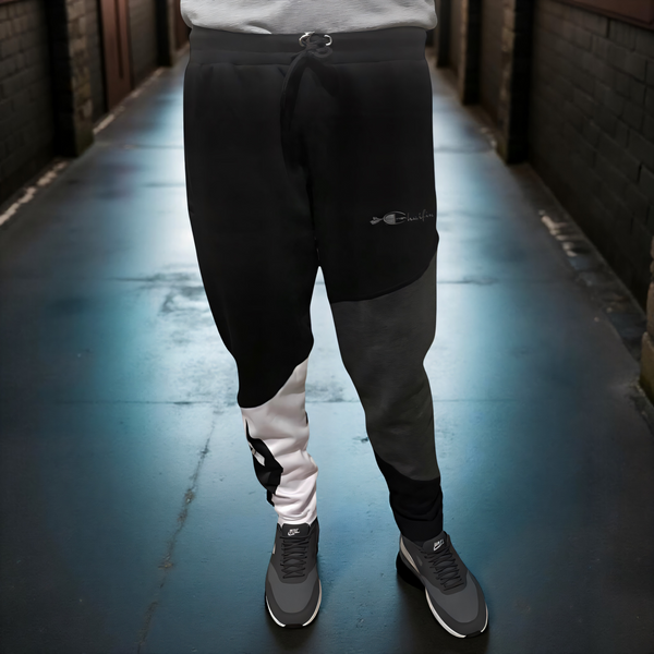 •CHAMPION CHIEF• LUXURY (BLACK-MULTI) JOGGER SWEATPANTS (CUT & SEW) (EMBROIDERED LOGO)