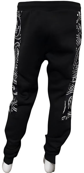 ^OUTFIT KINGS^ LUXURY BLACK BANDANA JOGGER SWEATPANTS (CUT & SEW COLLECTION)