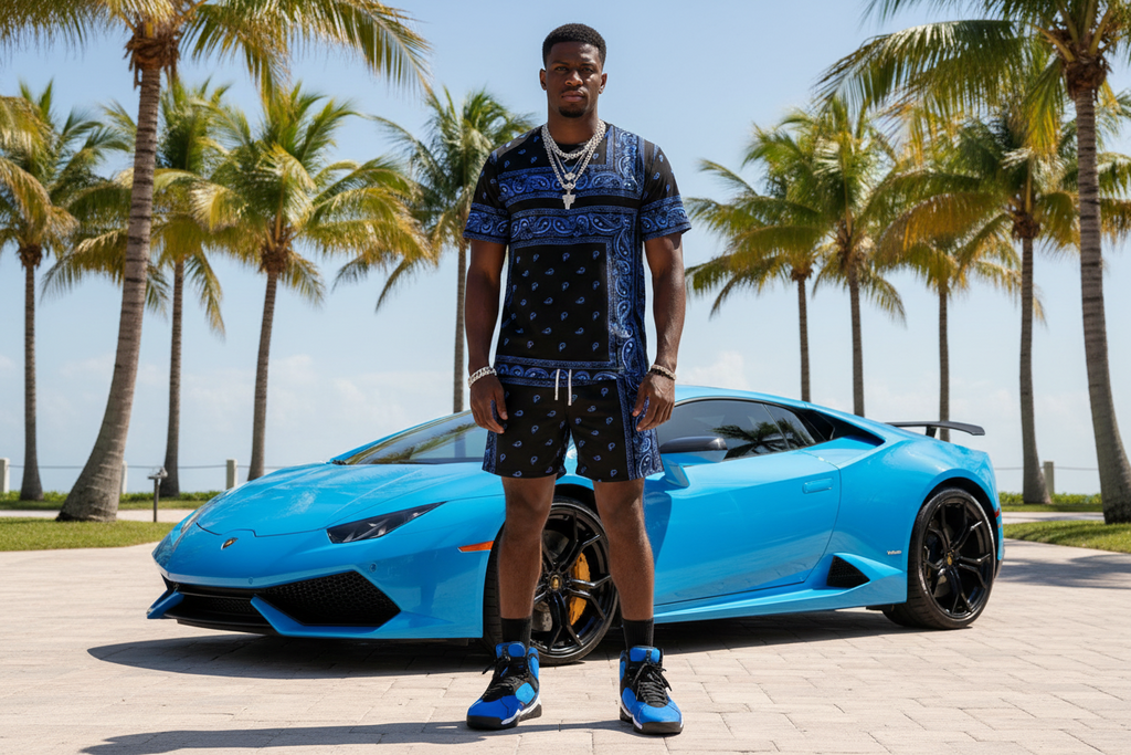 *MATCHING BANDANA SET* ~Lightweight Summer Activewear~ (Blue bandana on black)