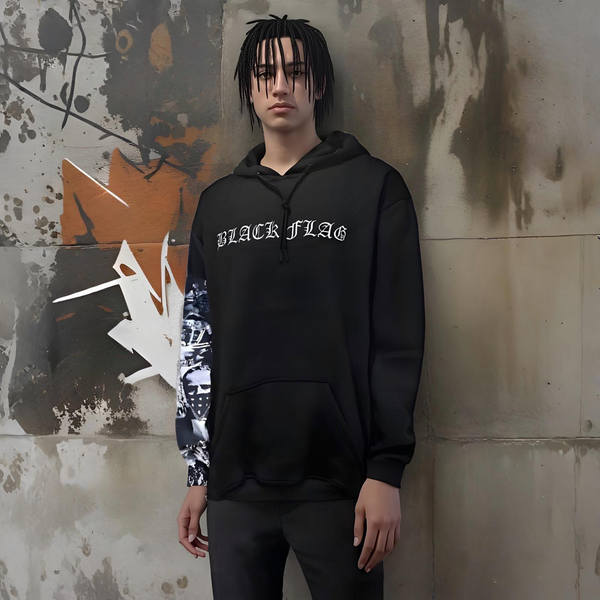 ^BLACK FLAG^ (BLACK) ~CREW POSSE~ EMBROIDERED PULLOVER HOODIES