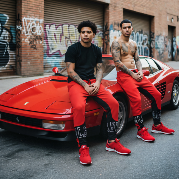 ^BULLS^ (RED-MULTI) *CUT & SEW* LUXURY JOGGER SWEATPANTS