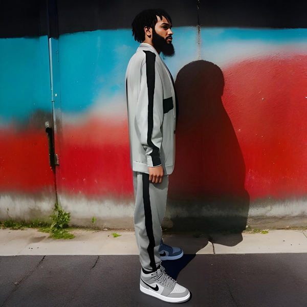 ^SEAN JOHN^ (GREY-MULTI)  POLYESTER COLLARED ZIP UP TRACKSUITS (XB SIZED)