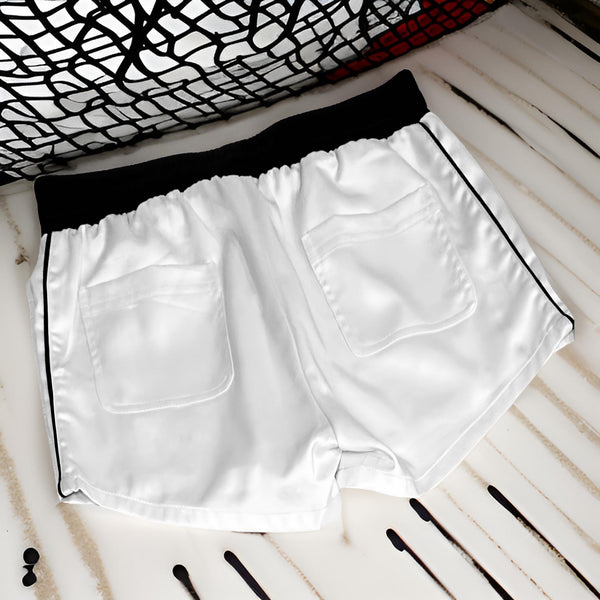 ^CROOKS & CASTLES^ (WHITE) ~BARDOT PIPED~ KNIT BOOTY SHORTS FOR WOMEN