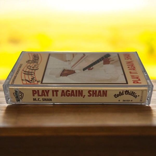 •M.C. SHAN - PLAY IT AGAIN, SHAN• ~1990 OG PRESSING~ (CASSETTE TAPE) (SPINE CUT PROMO)