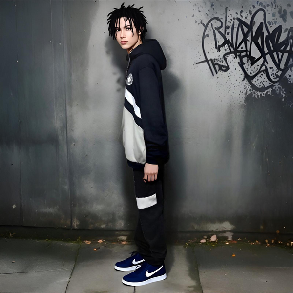 ^SEAN JOHN^ (NAVY-MULTI) POLYESTER HOODED ZIP UP TRACKSUITS (XB SIZED)