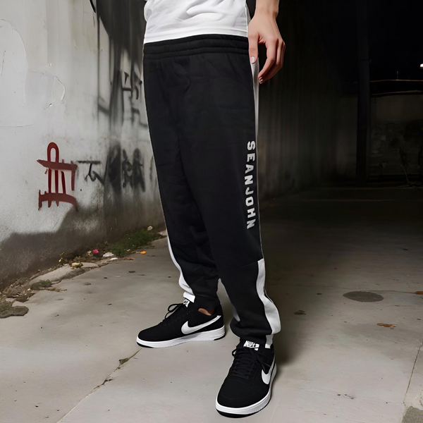 ^SEAN JOHN^ (BLACK) POLYESTER JOGGER SWEATPANTS (XB SIZED)