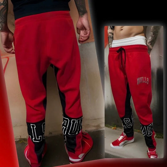 ^BULLS^ (RED-MULTI) *CUT & SEW* LUXURY JOGGER SWEATPANTS