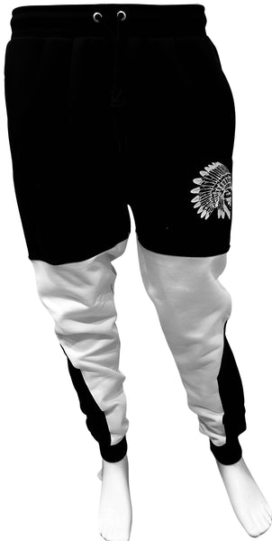 ^CHIEFIN’^ (BLACK-WHITE) JOGGER SWEATPANTS (CUT & SEW)