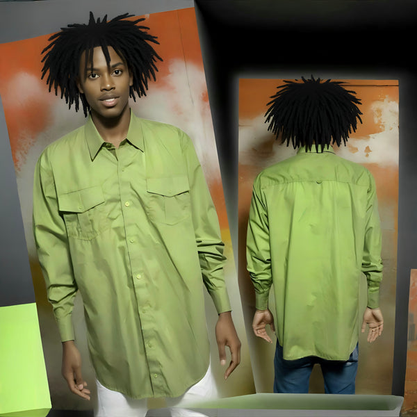 ^ABLANCHE^ ~APPLE GREEN~ BUTTON UP COLLARED DRESS SHIRT (2XL)