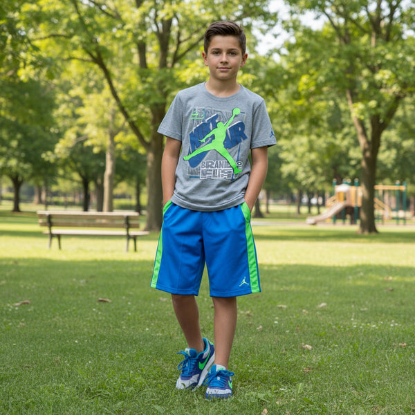 *AIR JORDAN* (CARBON HEATHER) BOYS SHORT SLEEVE T-SHIRTS
