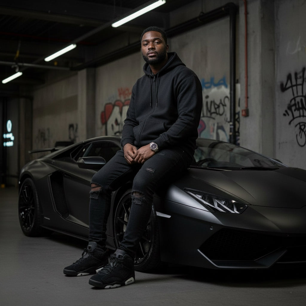 *COTTON BEST* (BLACK) ZIP UP HOODIES (HIGH GRADE COTTON BLENDS)