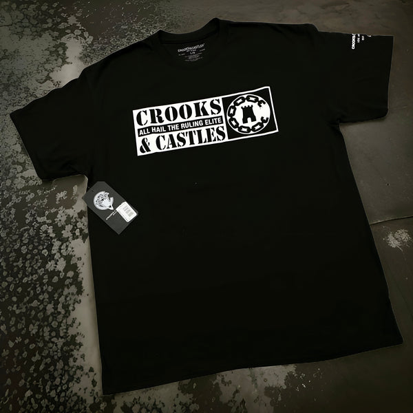 *CROOKS & CASTLES* (BLACK) ~PUBLIC ENEMY~ TWO SIDED PRINT TEES FOR MEN (COLLABS)