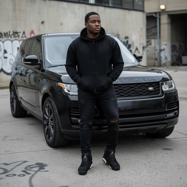 *COTTON BEST* (BLACK) ZIP UP HOODIES (HIGH GRADE COTTON BLENDS)