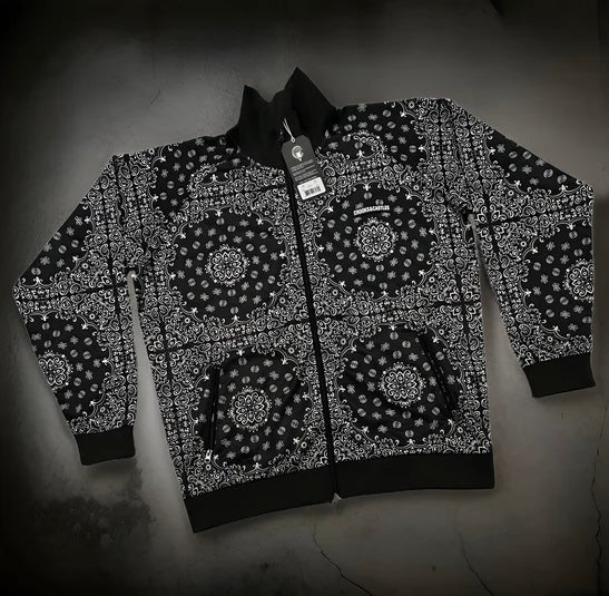 *CROOKS & CASTLES* (BLACK-PAISLEY) ~AOP~ ZIP UP TRACK JACKETS