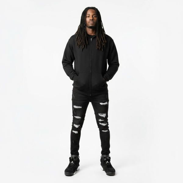 *COTTON BEST* (BLACK) ZIP UP HOODIES (HIGH GRADE COTTON BLENDS)