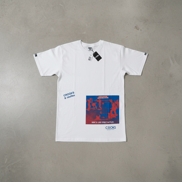 *CROOKS & CASTLES* (WHITE) ~NO PLACE FOR VACATION~ SHORT SLEEVE T-SHIRT