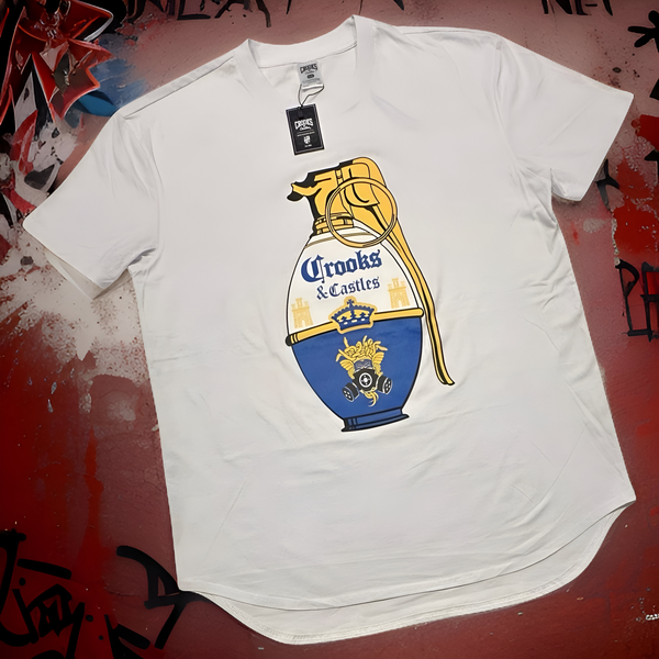 *CROOKS & CASTLES* (WHITE) ~GRENADE~ SHORT SLEEVE T-SHIRT
