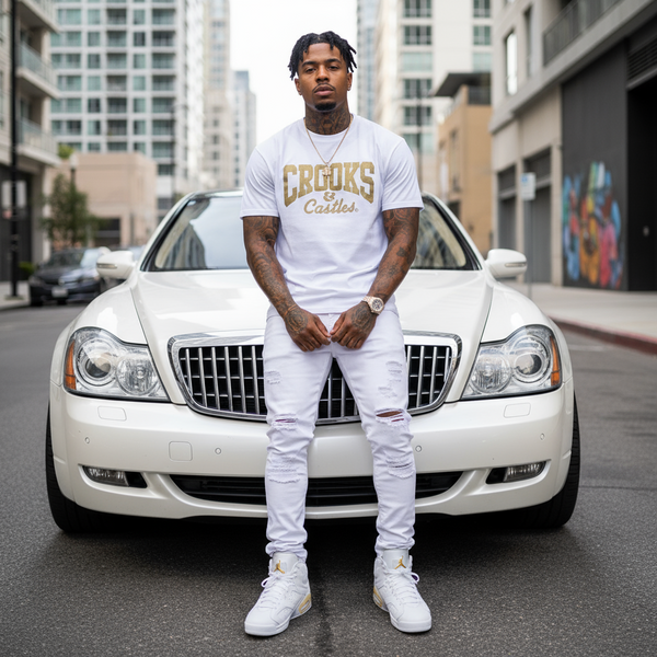 *CROOKS & CASTLES* (WHITE) ~CLASSIC LOGO~ SHORT SLEEVE T-SHIRT