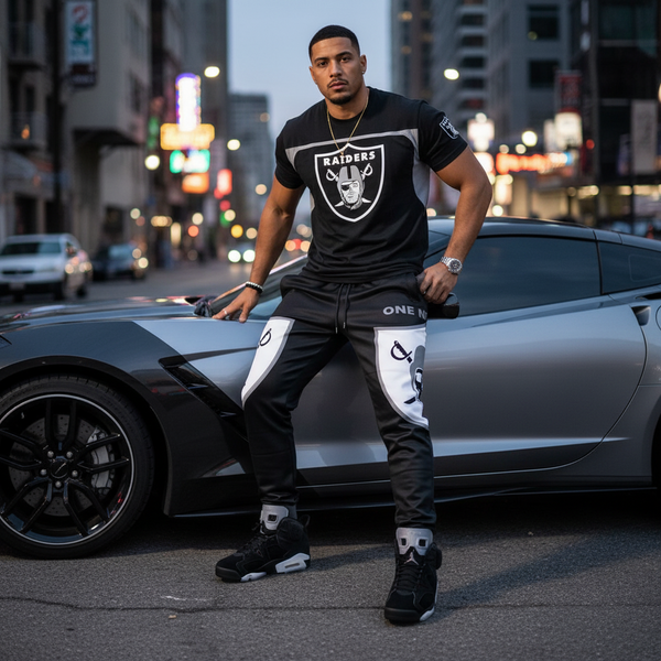 *RAIDERS-ONE NATION* (BLACK/MULTI) •JOGGER SWEATPANTS•