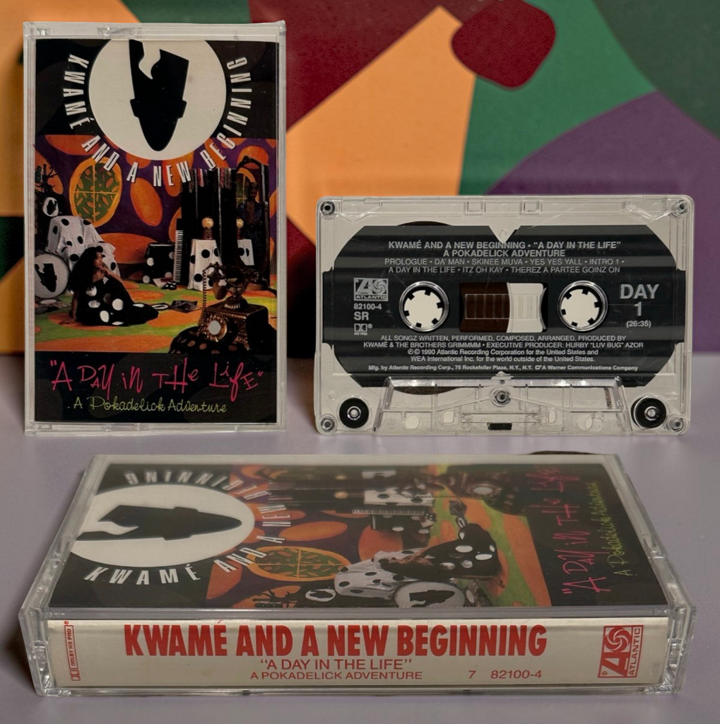 •KWAME AND A NEW BEGINNING ~ “A DAY IN THE LIFE” A POKADELIC ADVENTURE• ~1990 OG PRESSING~ (CASSETTE TAPE)