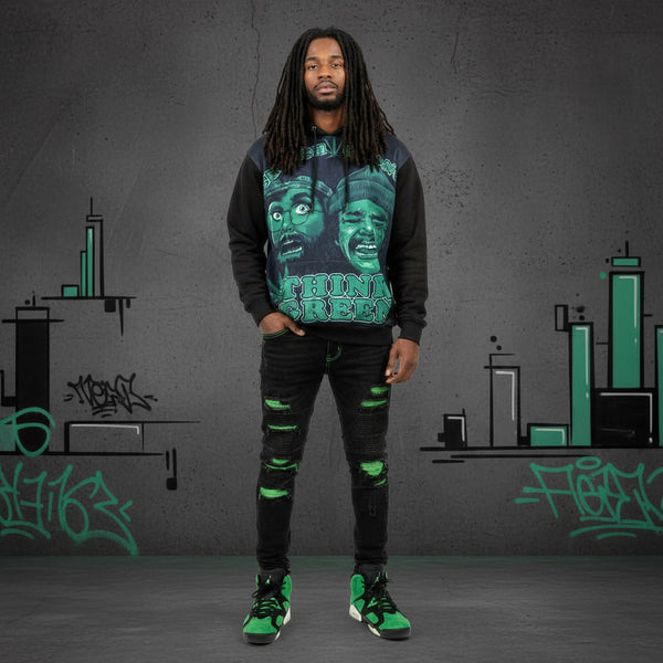 *THINK GREEN* CHEECH & CHONG~ PULLOVER HOODIES (BACK EMBROIDERY)