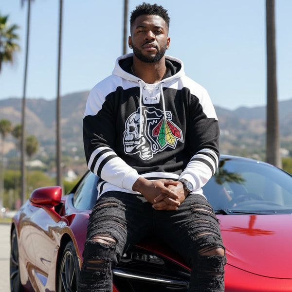 *THE NEXT ONE* JERSEY STYLE COTTON HOODIES (EMBROIDERED) (BLACK-WHITE)