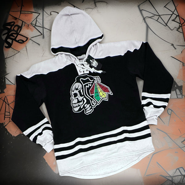 *THE NEXT ONE* JERSEY STYLE COTTON HOODIES (EMBROIDERED) (BLACK-WHITE)