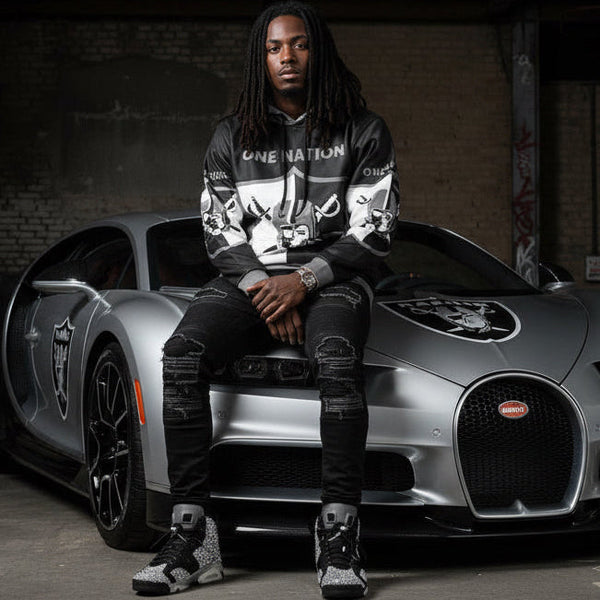 *RAIDERS-ONE NATION* (BLACK/MULTI) *OAKLAND RAIDERS* PULLOVER HOODIES